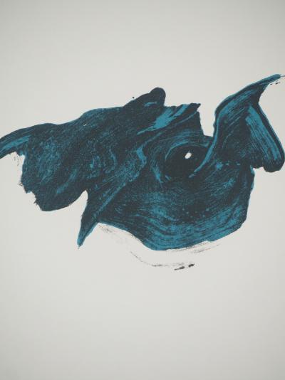 Philippe LABARTHE : Composition aux yeux bleus, Affiche en lithographie originale 2