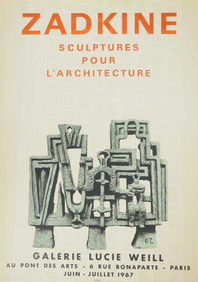 Ossip ZADKINE : Construction, Affiche en lithographie signée 2