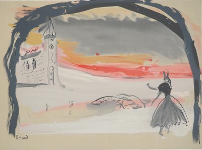 Christian BERARD : Théâtre, La danseuse sur le pont, Lithographie originale signée 2