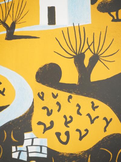 Jean HUGO : Paysage de Provence au cyprès, Affiche en lithographie 2
