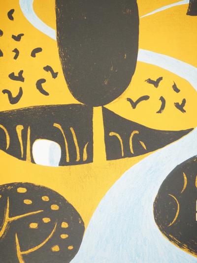 Jean HUGO : Paysage de Provence au cyprès, Affiche en lithographie 2