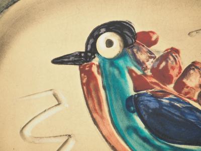 Pablo PICASSO: Madoura-Keramik, Bunter Vogel, Lithographie 2