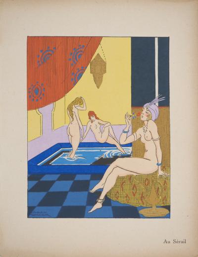 Maggy MONIER : Art déco, Au Sérail, Lithographie et pochoir signée 2