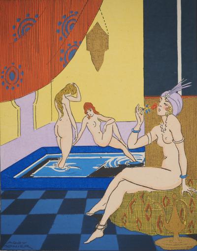 Maggy MONIER : Art déco, Au Sérail, Lithographie et pochoir signée 2