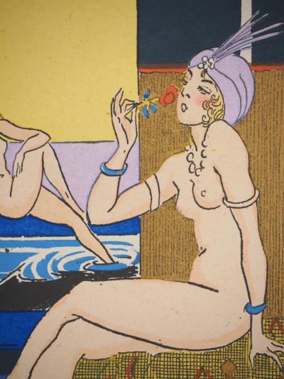 Maggy MONIER : Art déco, Au Sérail, Lithographie et pochoir signée 2