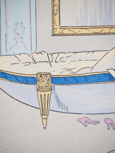 Maggy MONIER : Art déco, Le bain de Ninon, Lithographie et pochoir signée 2