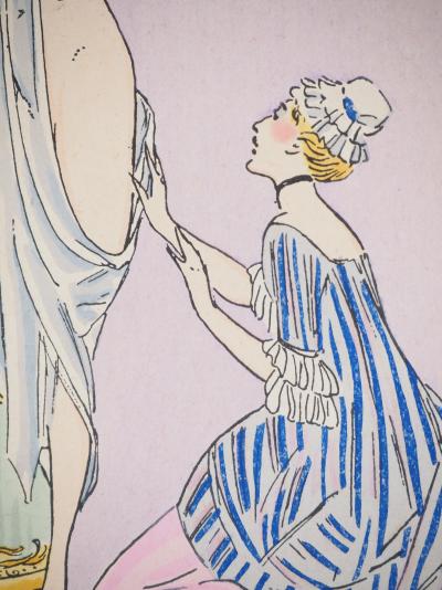 Maggy MONIER : Art déco, Le bain de Manon, Lithographie et pochoir signée 2
