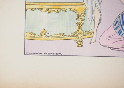 Maggy MONIER : Art déco, Le bain de Manon, Lithographie et pochoir signée 2