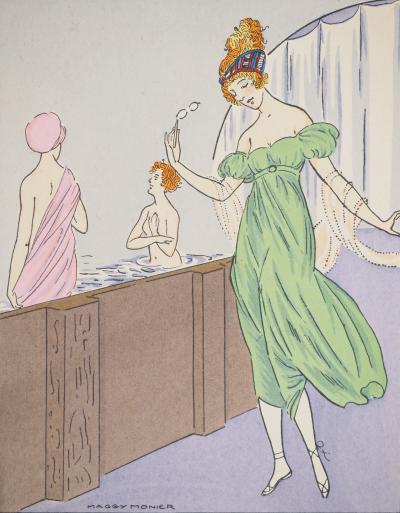 Maggy MONIER : Art déco, Les Merveilleuses, Lithographie et pochoir signée 2