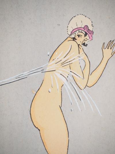Maggy MONIER : Art déco, La douche à la lance, Lithographie et pochoir signée 2