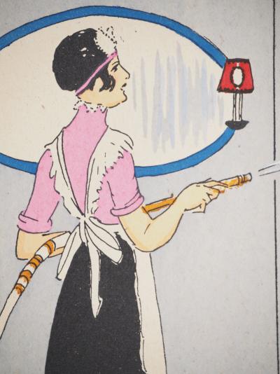 Maggy MONIER : Art déco, La douche à la lance, Lithographie et pochoir signée 2