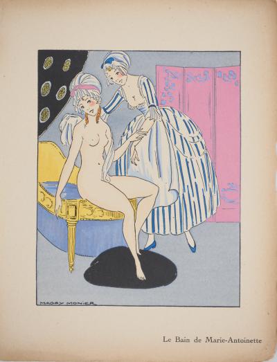 Maggy MONIER : Art déco, Le bain de Marie-Antoinette, Lithographie et pochoir signée 2