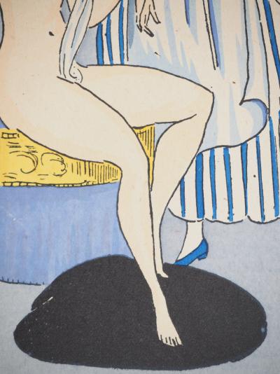 Maggy MONIER : Art déco, Le bain de Marie-Antoinette, Lithographie et pochoir signée 2