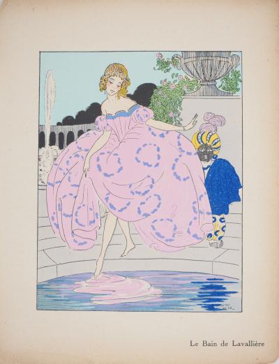 Maggy MONIER : Art déco, Le bain de Lavallière, Lithographie et pochoir signée 2