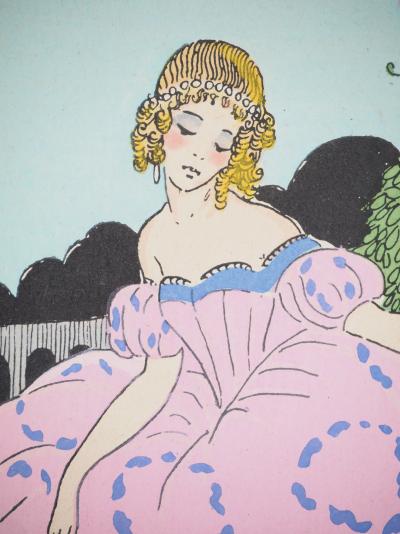 Maggy MONIER : Art déco, Le bain de Lavallière, Lithographie et pochoir signée 2