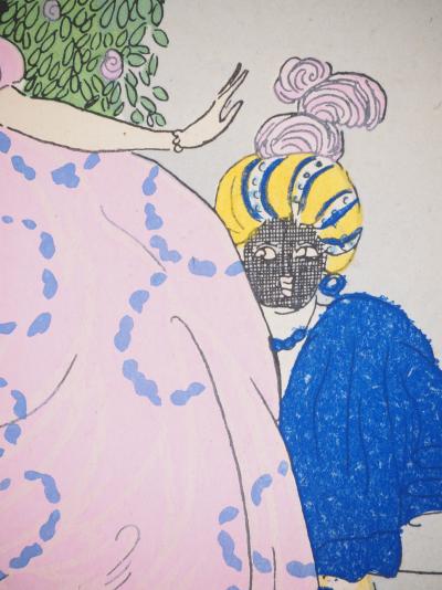 Maggy MONIER : Art déco, Le bain de Lavallière, Lithographie et pochoir signée 2