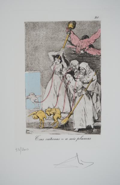 Salvador DALI : Le déplumage, Gravure originale signée 2