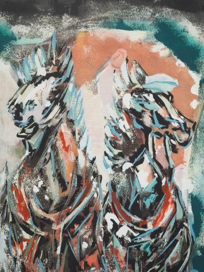 Henry Maurice D'ANTY : Chevaux au galop, Lithographie et pochoir signée 2