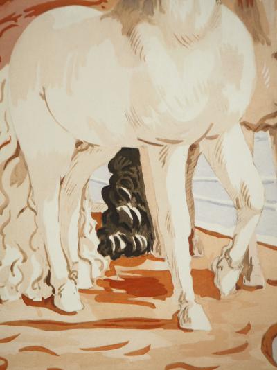 Giorgio De CHIRICO : Couple de chevaux dans un paysage mythologique, Lithographie et pochoir signée 2