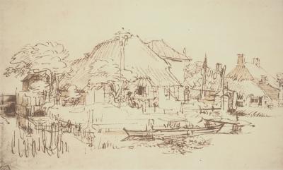 REMBRANDT : Maisons sur le bord d’un canal, Lithographie et pochoir 2