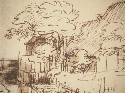 REMBRANDT : Maisons sur le bord d’un canal, Lithographie et pochoir 2
