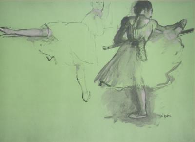 Edgar DEGAS : Danseuses à la barre d'échauffement, Lithographie et pochoir signée 2
