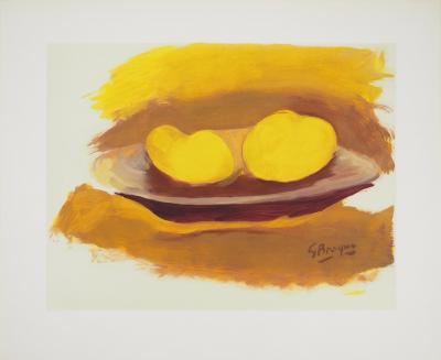 Georges BRAQUE : Hommage à Cézanne, Les pommes, Lithographie et pochoir signée 2