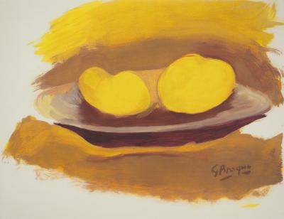 Georges BRAQUE : Hommage à Cézanne, Les pommes, Lithographie et pochoir signée 2