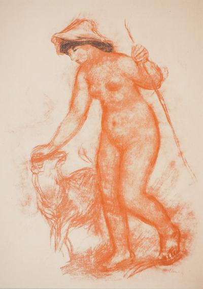 Pierre-Auguste RENOIR: Young shepherdess, signed lithograph and stencil 2