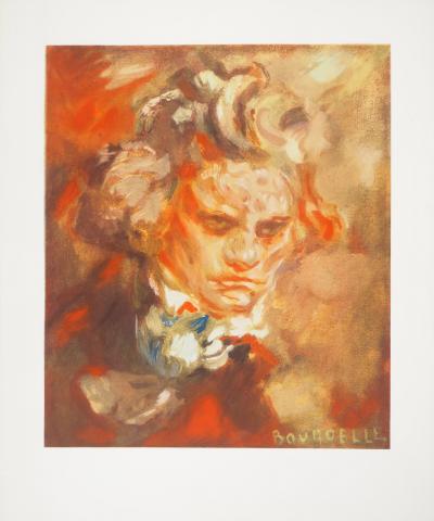 Antoine BOURDELLE : Portait de Beethoven, Lithographie et pochoir signée 2