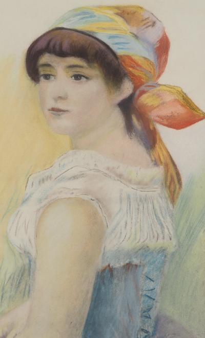Pierre-Auguste RENOIR : La jeune femme au foulard coloré, Lithographie signée 2