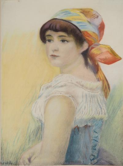 Pierre-Auguste RENOIR : La jeune femme au foulard coloré, Lithographie signée 2