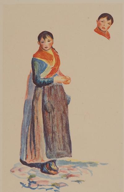 Pierre-Auguste RENOIR : Jeune fille à la tresse, Lithographie 2