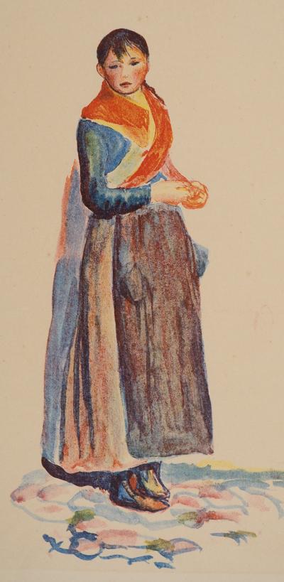 Pierre-Auguste RENOIR : Jeune fille à la tresse, Lithographie 2