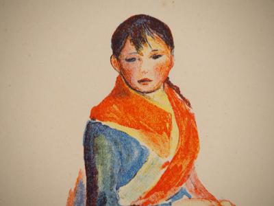 Pierre-Auguste RENOIR : Jeune fille à la tresse, Lithographie 2