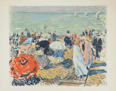 Albert ANDRE : La plage, Lithographie et pochoir 2
