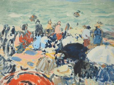 Albert ANDRE : La plage, Lithographie et pochoir 2
