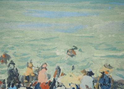 Albert ANDRE : La plage, Lithographie et pochoir 2