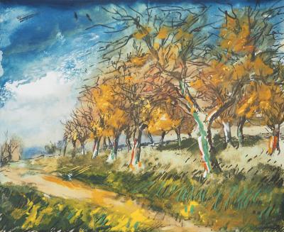 Maurice DE VLAMINCK : Paysage d’automne, Lithographie et pochoir signée 2