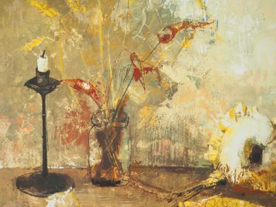 Jean JANSEM : Nature morte au tournesol, Lithographie et pochoir signée 2