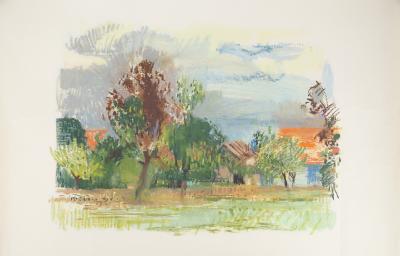 Paul COLLOMB : Paysage du Jura, Lithographie et pochoir 2