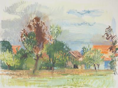 Paul COLLOMB : Paysage du Jura, Lithographie et pochoir 2