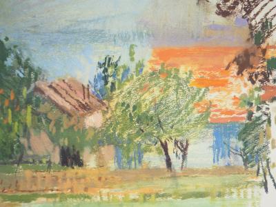 Paul COLLOMB : Paysage du Jura, Lithographie et pochoir 2