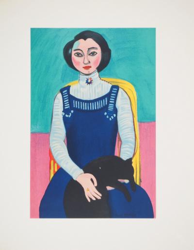 Henri MATISSE : Jeune femme au chat, Lithographie signée 2