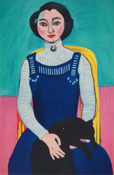 Henri MATISSE : Jeune femme au chat, Lithographie signée 2