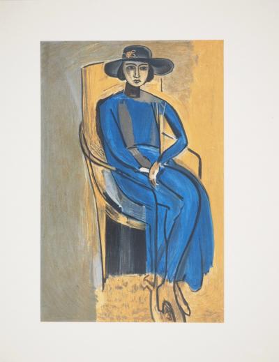 Henri MATISSE : Elégante en robe bleu, Lithographie 2
