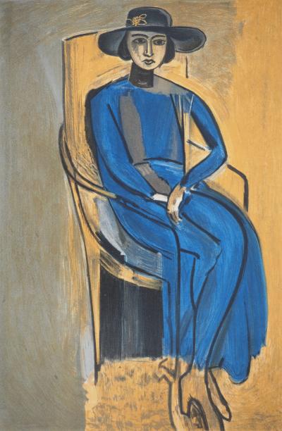 Henri MATISSE : Elégante en robe bleu, Lithographie 2