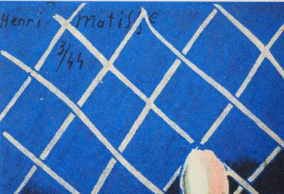 Henri MATISSE : Lecture sur un bureau fleuri, Lithographie signée 2