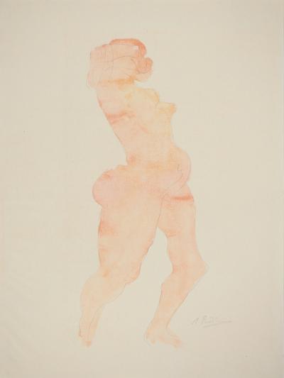 Auguste RODIN : Nu dansant, Lithographie et pochoir signé 2