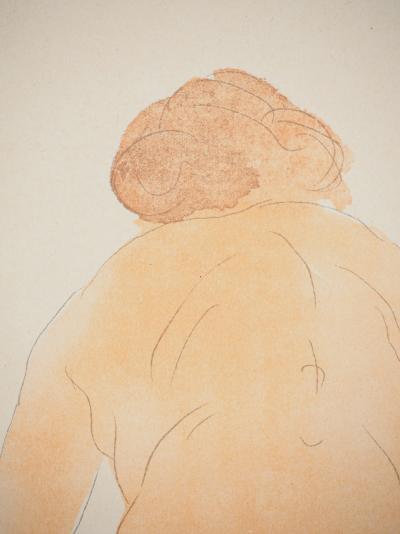 Auguste RODIN : Nu accroupi, Lithographie et pochoir signé 2